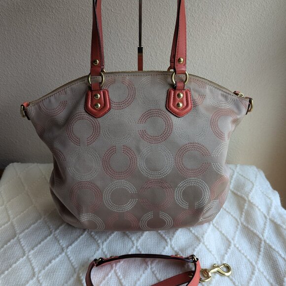 Coach A1420-F25183 Ashley dotted op art satchel beige, pace, gold - Picture 3 of 12
